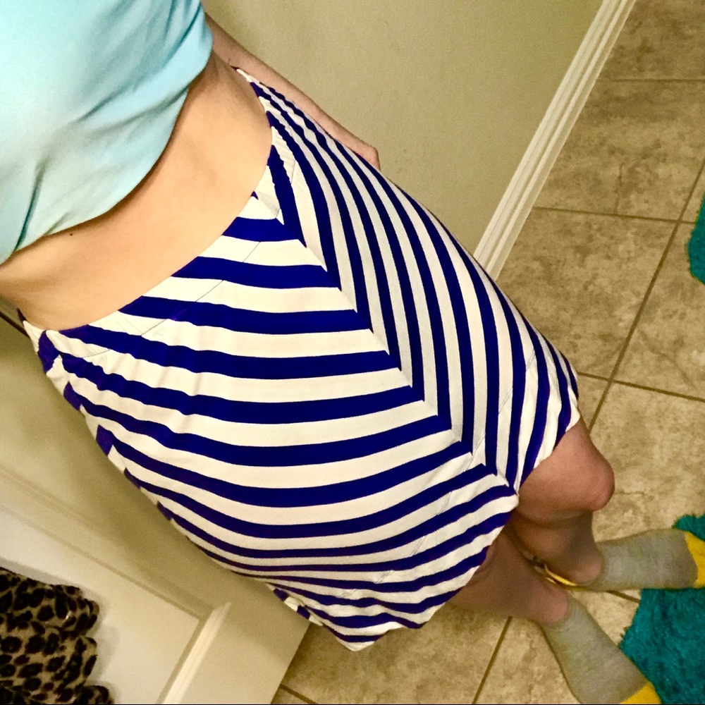 Blue and White Chevron Skirt